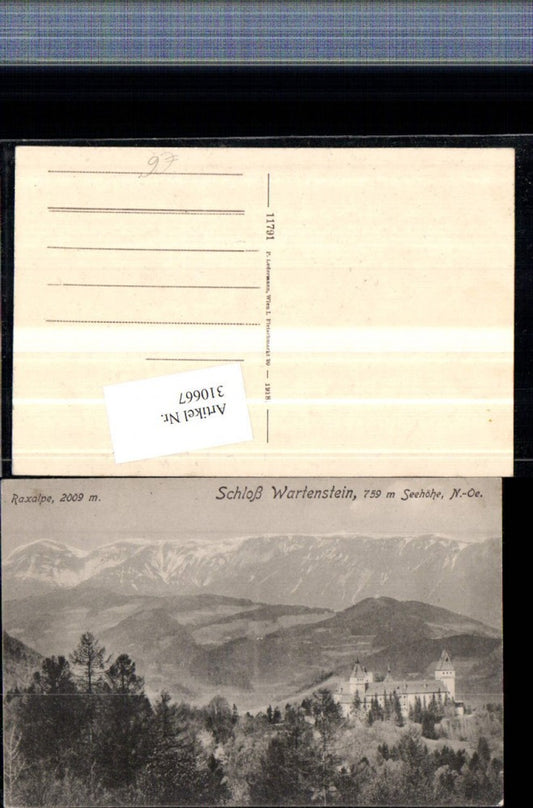 310667,Schloss Burg Wartenstein b. Gloggnitz m. Raxalpe Bergkulisse