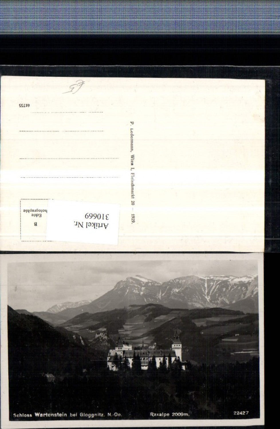 310669,Schloss Burg Wartenstein b. Gloggnitz m. Raxalpe Bergkulisse