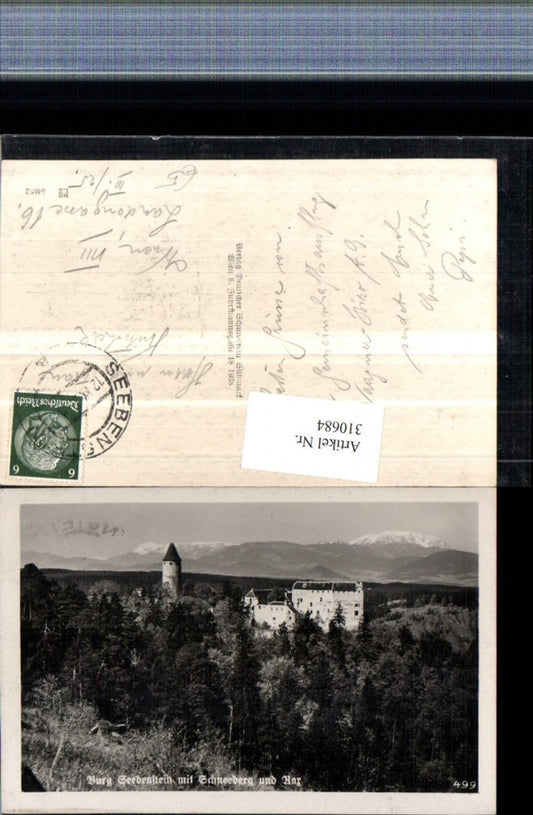 310684,Burg Seebenstein m. Schneeberg u. Rax Bergkulisse