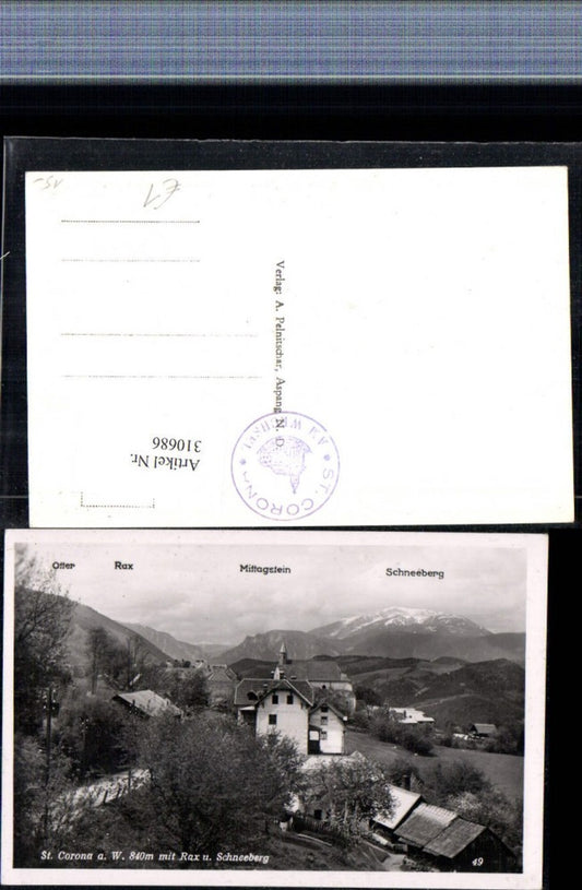 310686,St. Corona am Wechsel m. Rax u. Schneeberg Bergkulisse