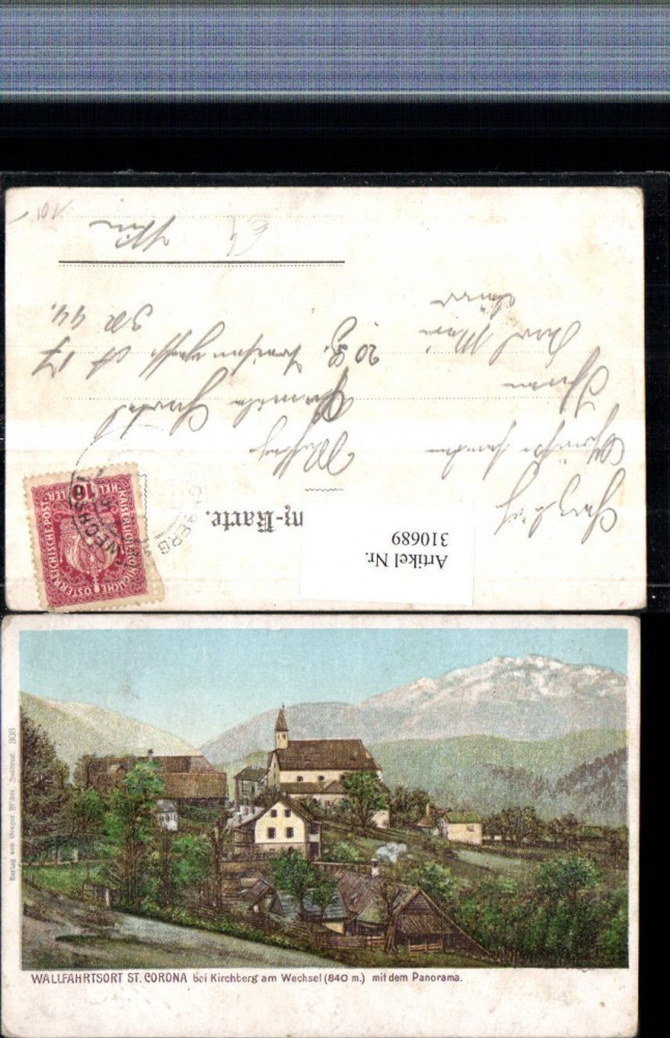 310689,St. Corona am Wechsel Kirche Bergkulisse
