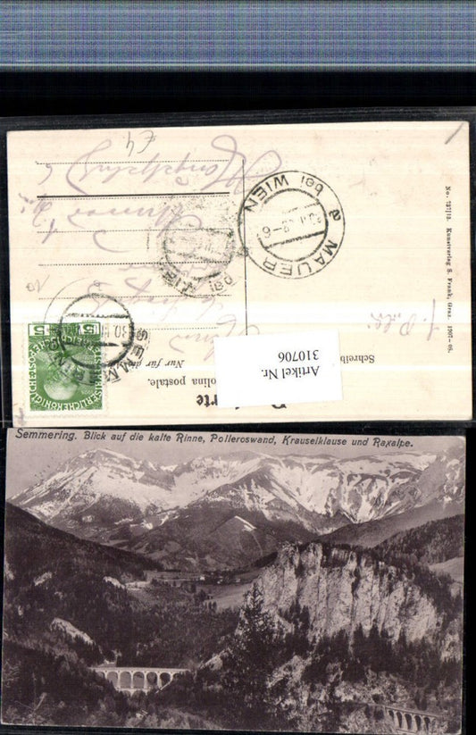 310706,Semmering Kalte Rinne Viadukt Polleroswand Krauselklause u. Rax Bergkulisse