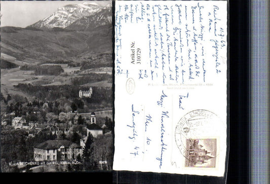 310729,Reichenau Teilansicht Kirche m. Rax Bergkulisse