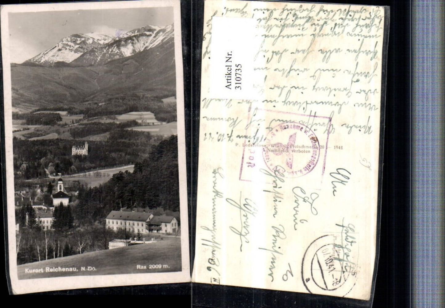 310735,Reichenau an d. Rax Teilansicht Kirche m. Rax Bergkulisse