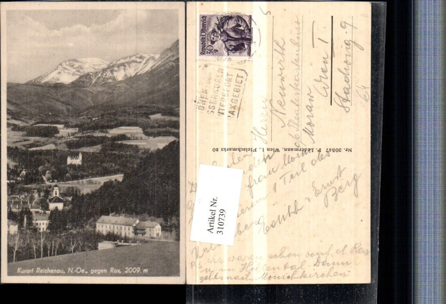 310739,Reichenau an d. Rax Teilansicht Kirche geg. Rax Bergkulisse