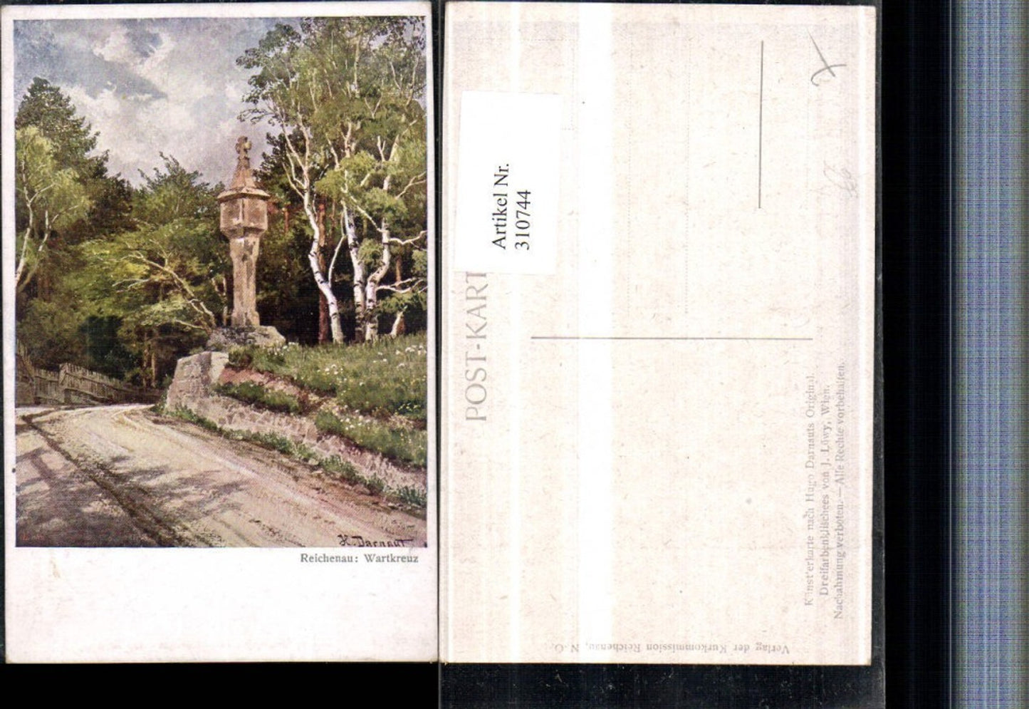 310744,Künstler AK Hugo Darnaut Reichenau an d. Rax Wartkreuz Bildstock