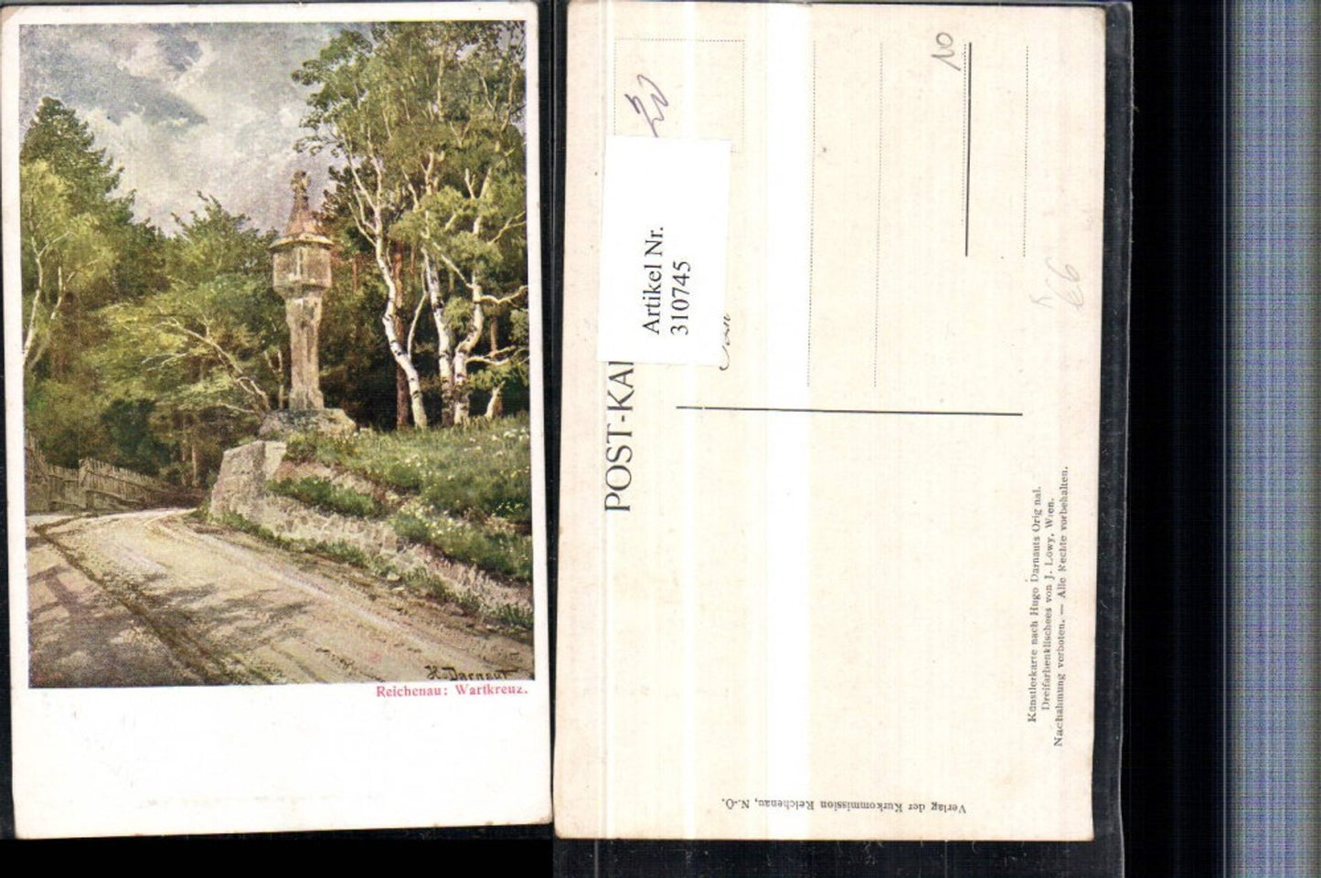 310745,Künstler AK Hugo Darnaut Reichenau an d. Rax Wartkreuz Bildstock