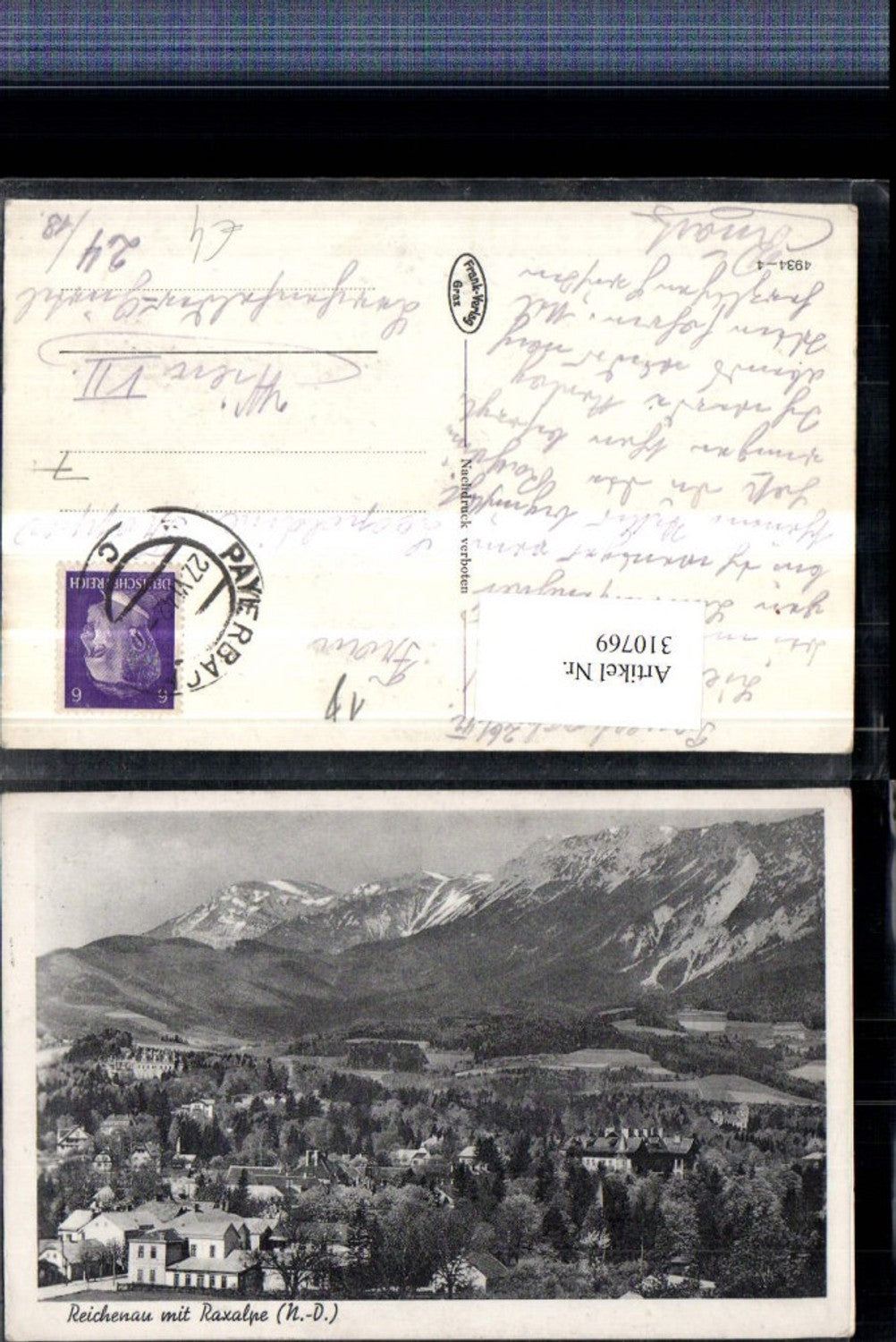 310769,Reichenau an d. Rax Teilansicht m. Raxalpe Bergkulisse