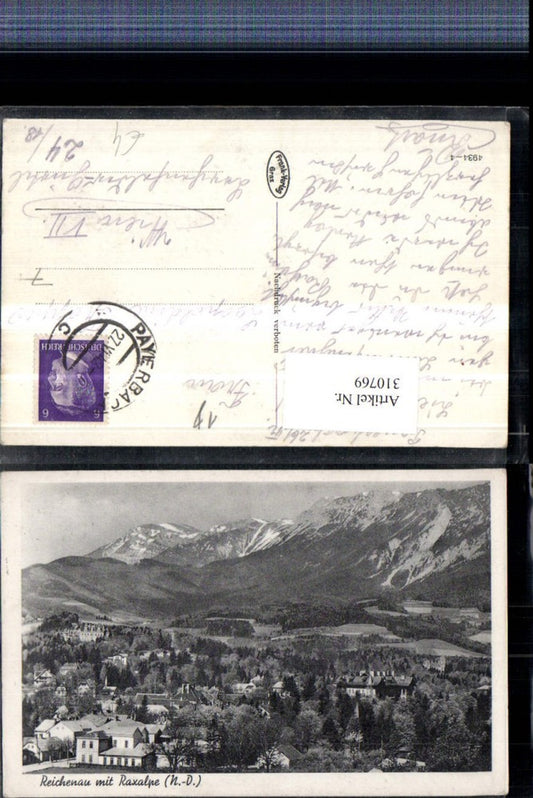 310769,Reichenau an d. Rax Teilansicht m. Raxalpe Bergkulisse