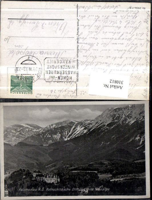 310812,Reichenau an d. Rax Rothschild'sche Stiftung m. Raxalpe Bergkulisse