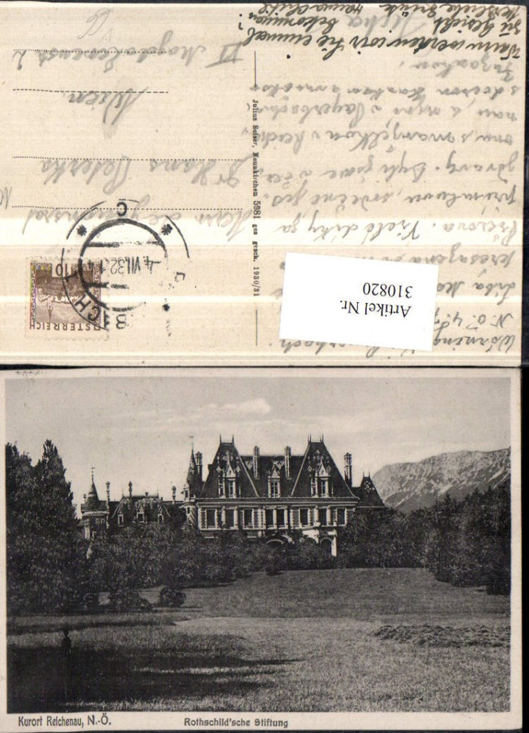 310820,Reichenau an d. Rax Rothschild'sche Stiftung pub Julius Seiser 5981