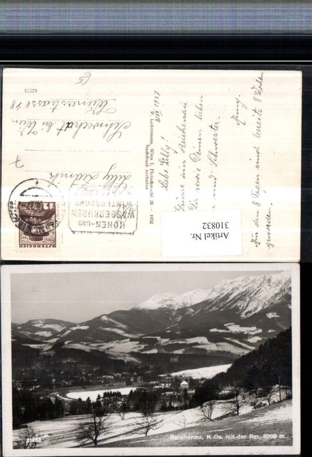 310832,Reichenau an d. Rax Teilansicht m. Rax Bergkulisse Winterbild