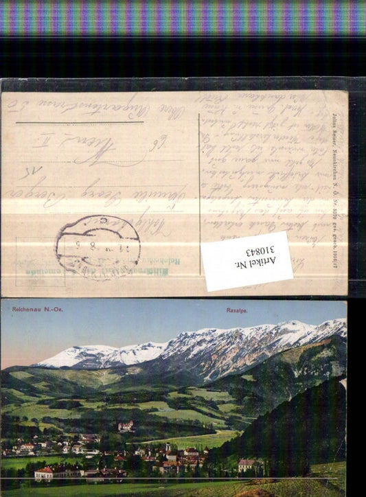 310843,Reichenau an d. Rax Teilansicht m. Raxalpe Bergkulisse pub Julius Seiser 5370