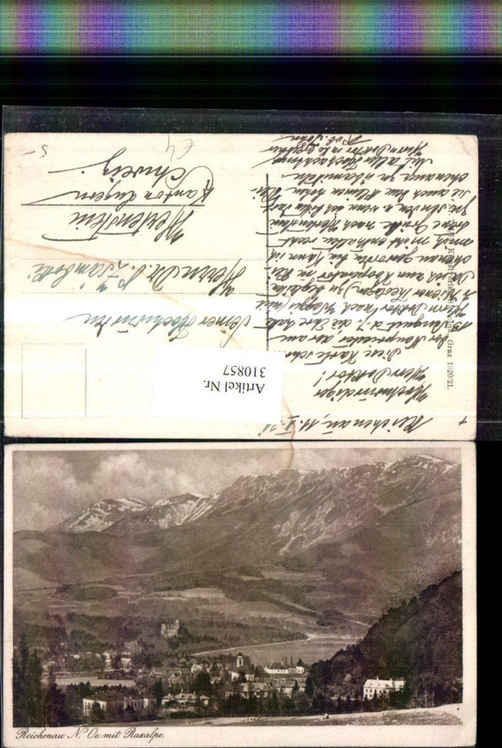 310857,Reichenau an d. Rax Teilansicht m. Raxalpe Bergkulisse