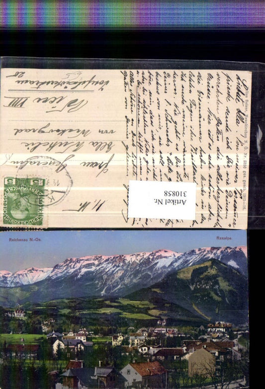 310858,Reichenau an d. Rax Teilansicht m. Raxalpe Bergkulisse pub Julius Seiser 5350