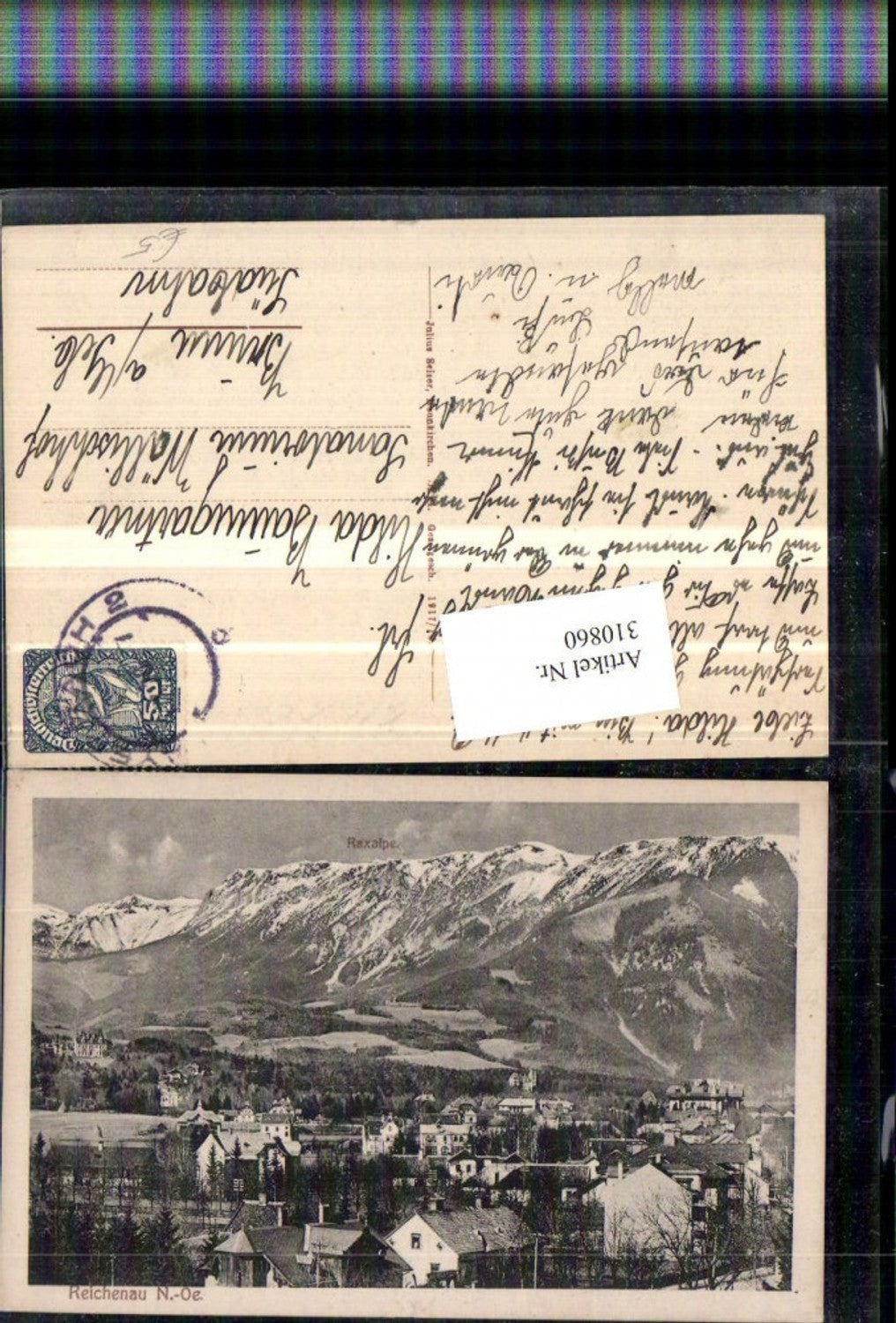 310860,Reichenau an d. Rax Teilansicht m. Raxalpe Bergkulisse pub Julius Seiser 5214
