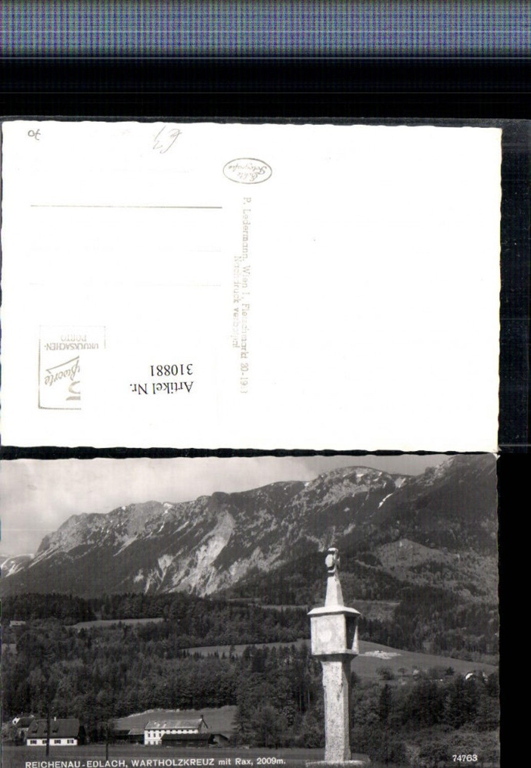 310881,Reichenau Edlach Wartholz-Kreuz Bildstock m. Rax Bergkulisse