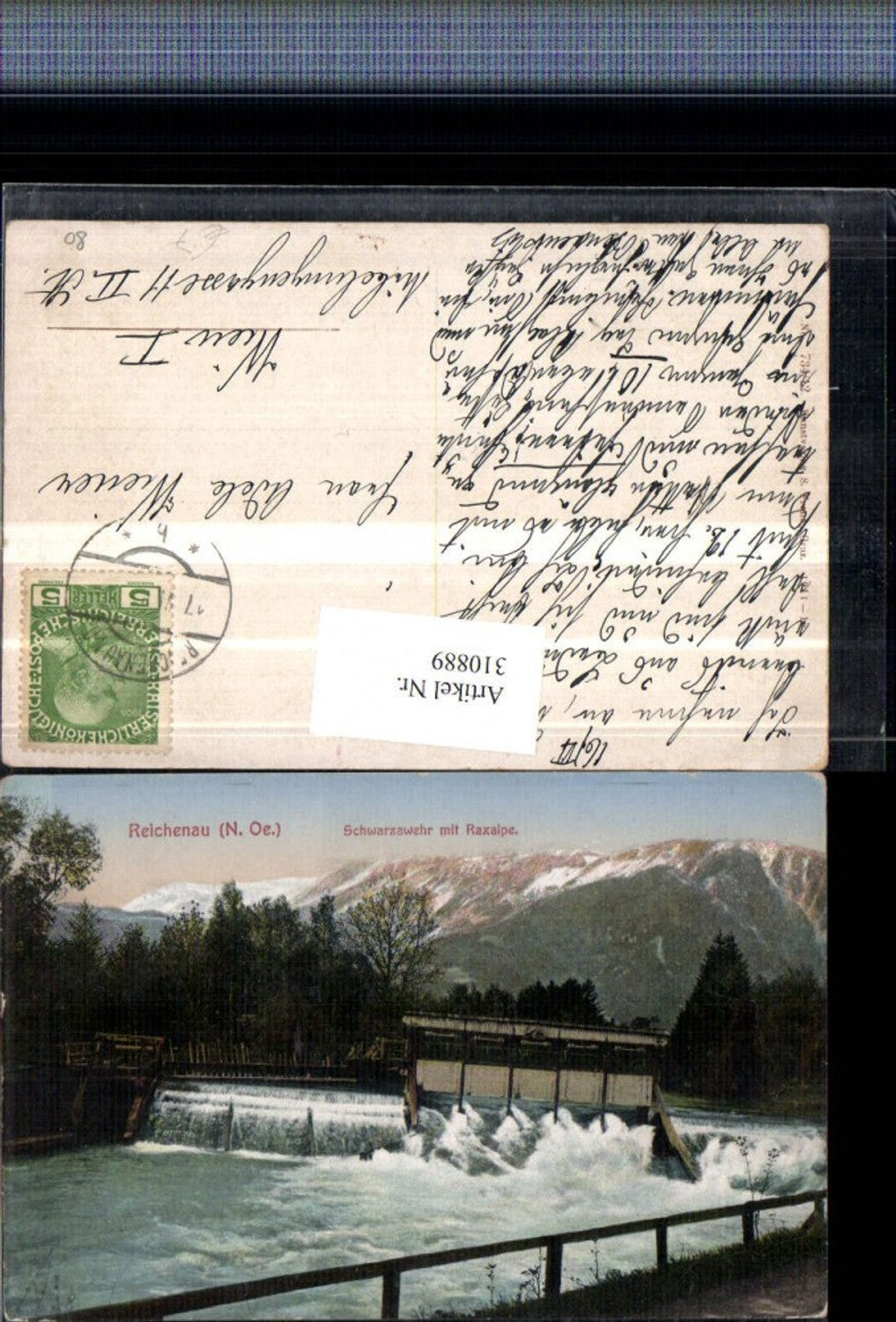 310889,Reichenau an d. Rax Schwarzawehr Wehr m. Raxalpe Bergkulisse