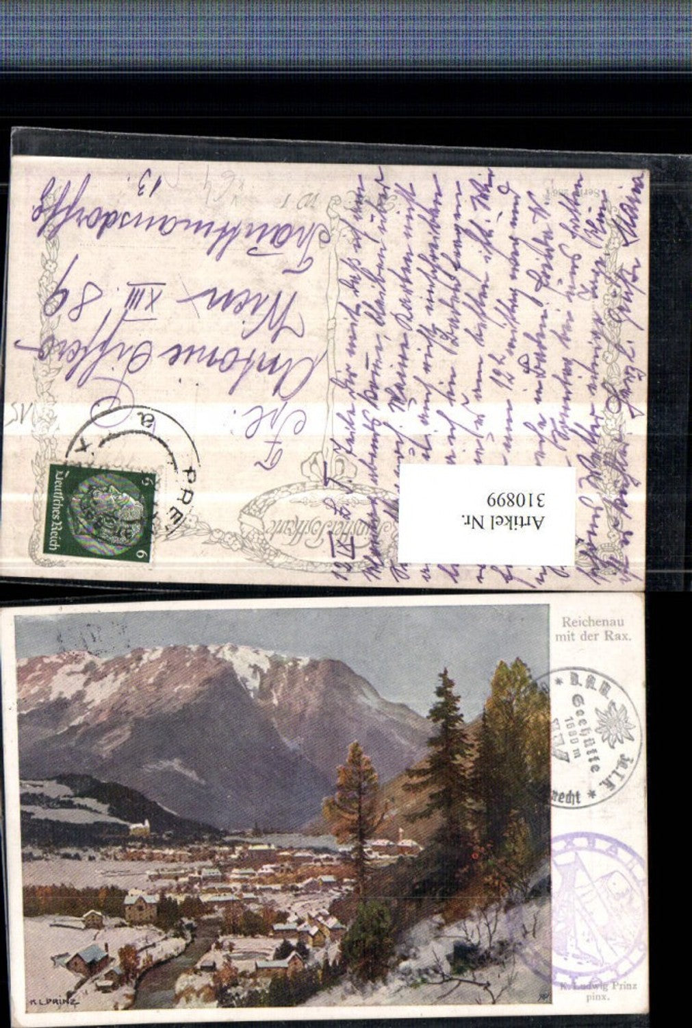 310899,Künstler AK Karl Ludwig Prinz Reichenau Totale m. Rax Bergkulisse pub B.K.W.I. 286/7