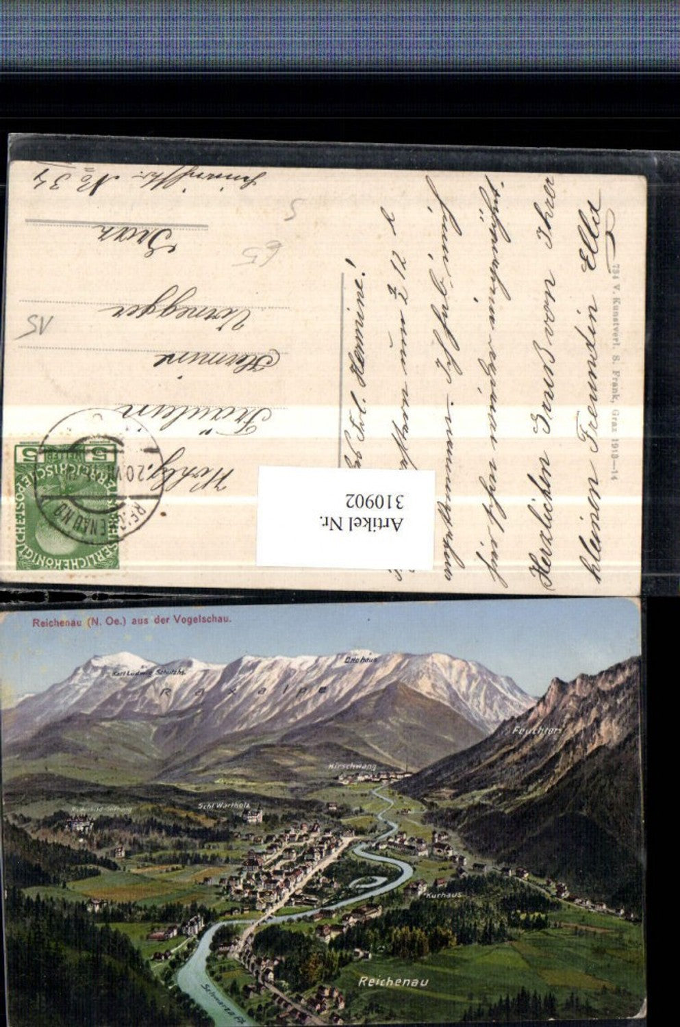 310902,Reichenau an d. Rax Totale aus der Vogelschau Bergkulisse