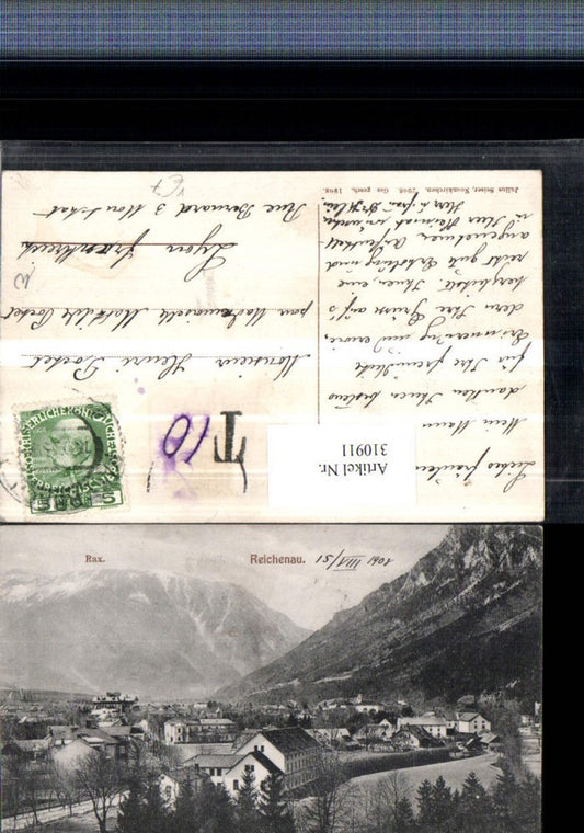 310911,Reichenau an d. Rax Teilansicht m. Rax Bergkulisse pub Julius Seiser 2906