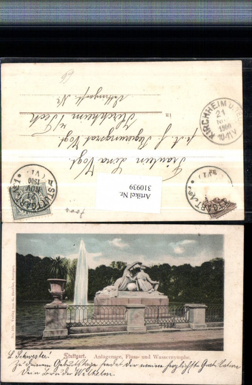 310939,Stuttgart Anlagensee Fluss- und Wassernymphe Statue Fontäne