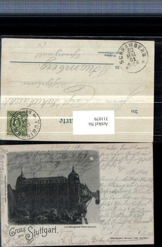 311079, Moon Lithograph Greetings from Stuttgart State Museum of Industry