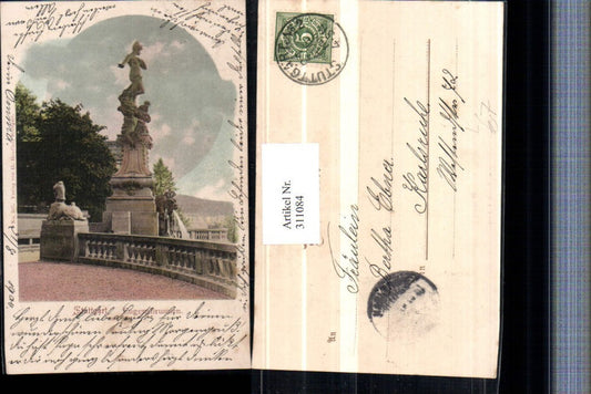 311084,Litho Stuttgart Eugensbrunnen fountain statue