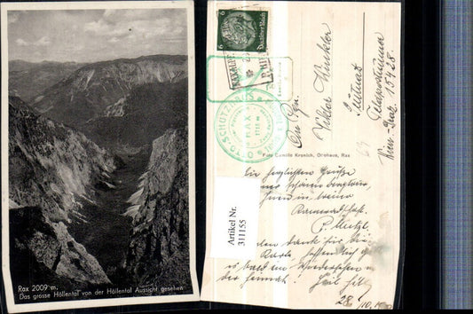 311155,Rax Großes Höllental von der Höllental-Aussicht b. Schwarzau