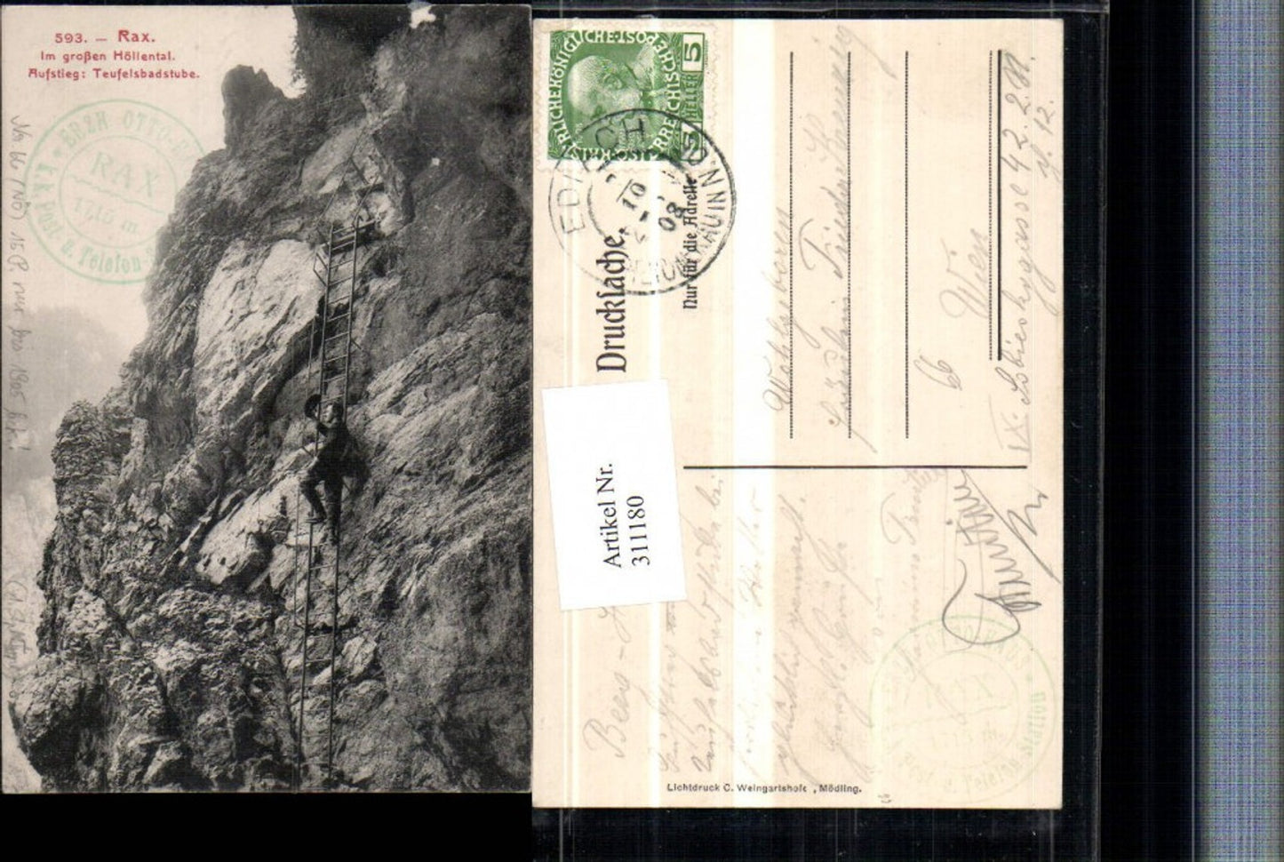 311180,Rax Im großen Höllental Teufelsbadstube b. Reichenau Leiter Bergsteiger