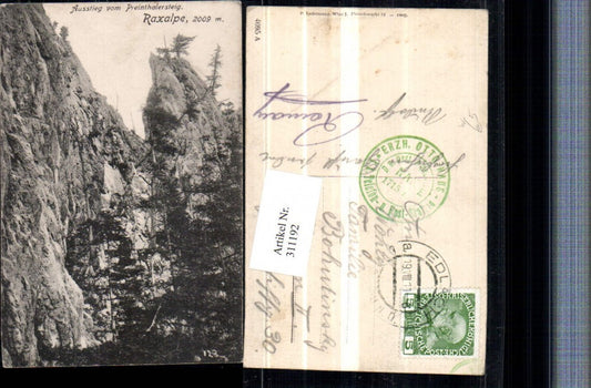 311192,Raxalpe Ausstieg vom Preintalersteig b. Reichenau Felswand