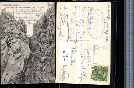 311194,Raxalpe Ausstiegscharte vom Preintalersteig b. Prein