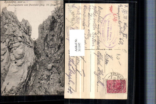 311197,Raxalpe Ausstiegscharte vom Preintalersteig b. Prein