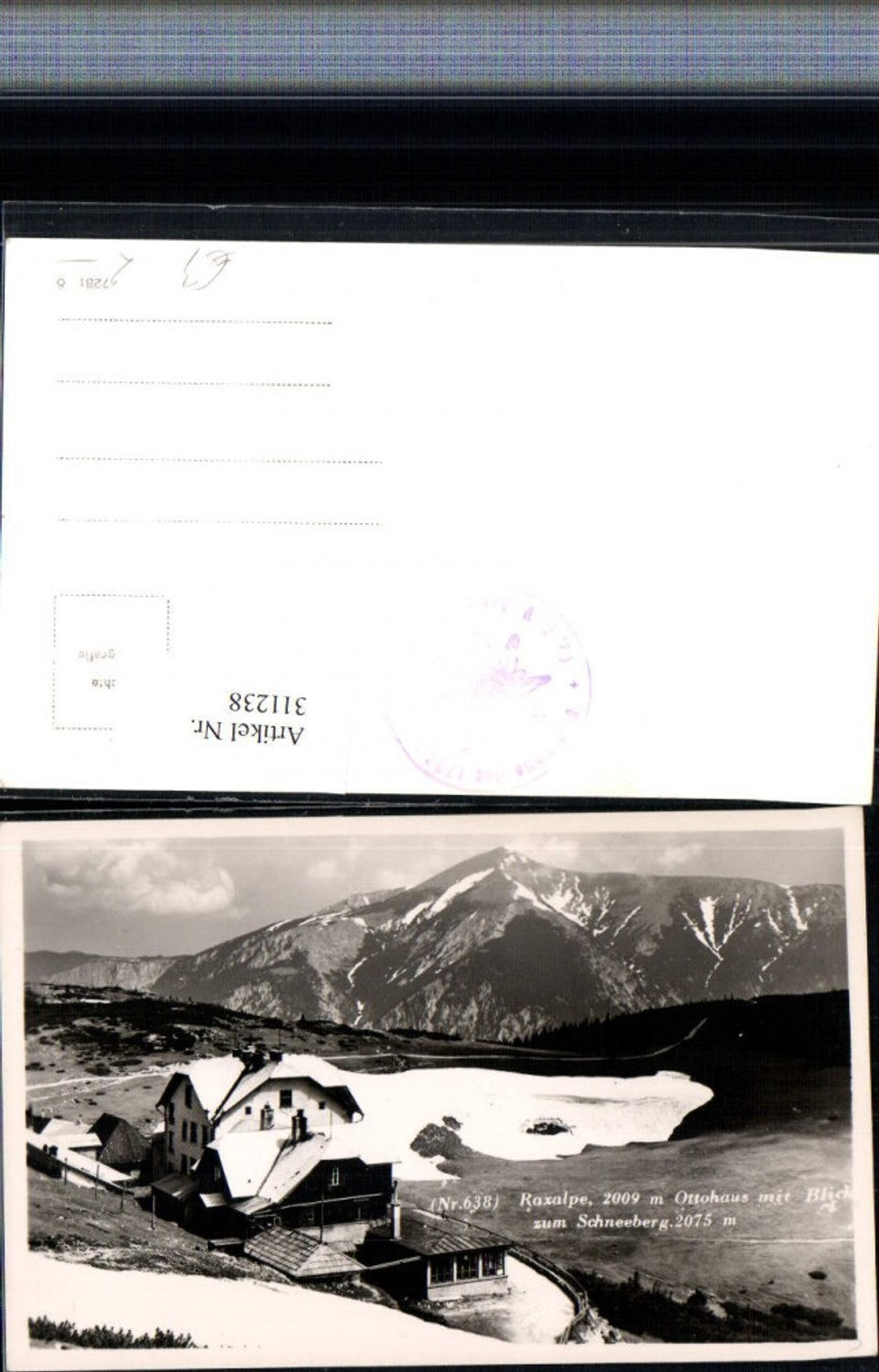 311238,Raxalpe Ottohaus Berghütte b. Reichenau m. Schneeberg Bergkulisse