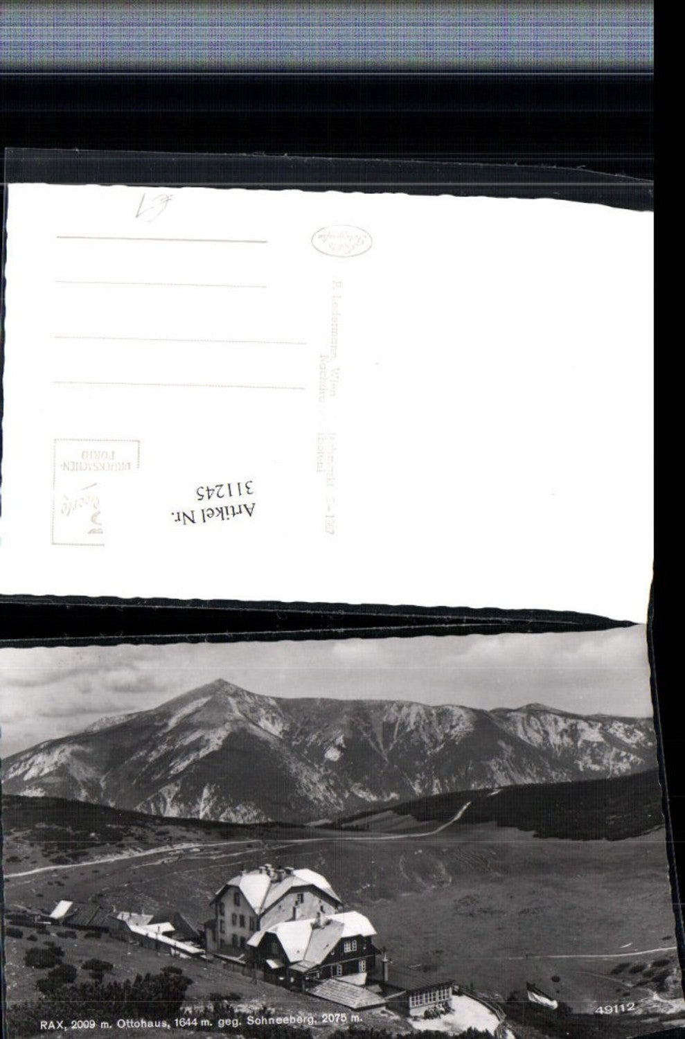 311245,Rax Ottohaus Berghütte b. Reichenau geg. Schneeberg Bergkulisse