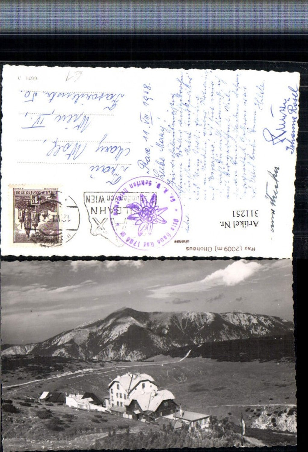 311251,Rax Ottohaus Berghütte b. Reichenau Bergkulisse