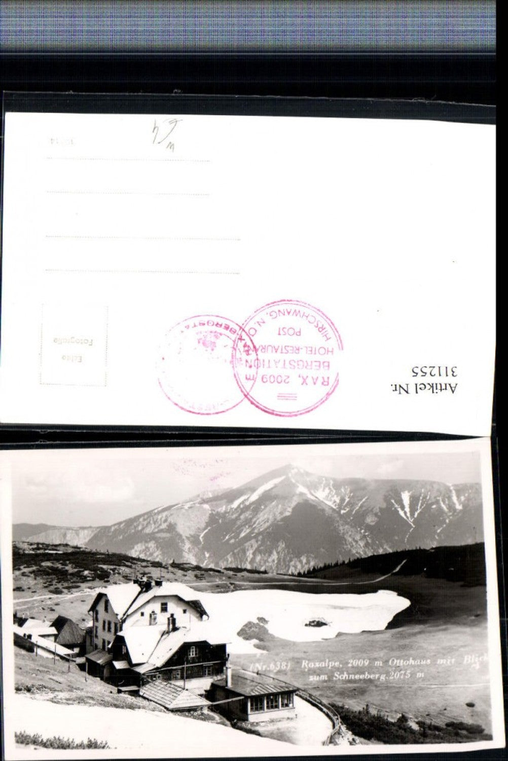 311255,Raxalpe Ottohaus Berghütte m. Schneeberg b. Reichenau Bergkulisse