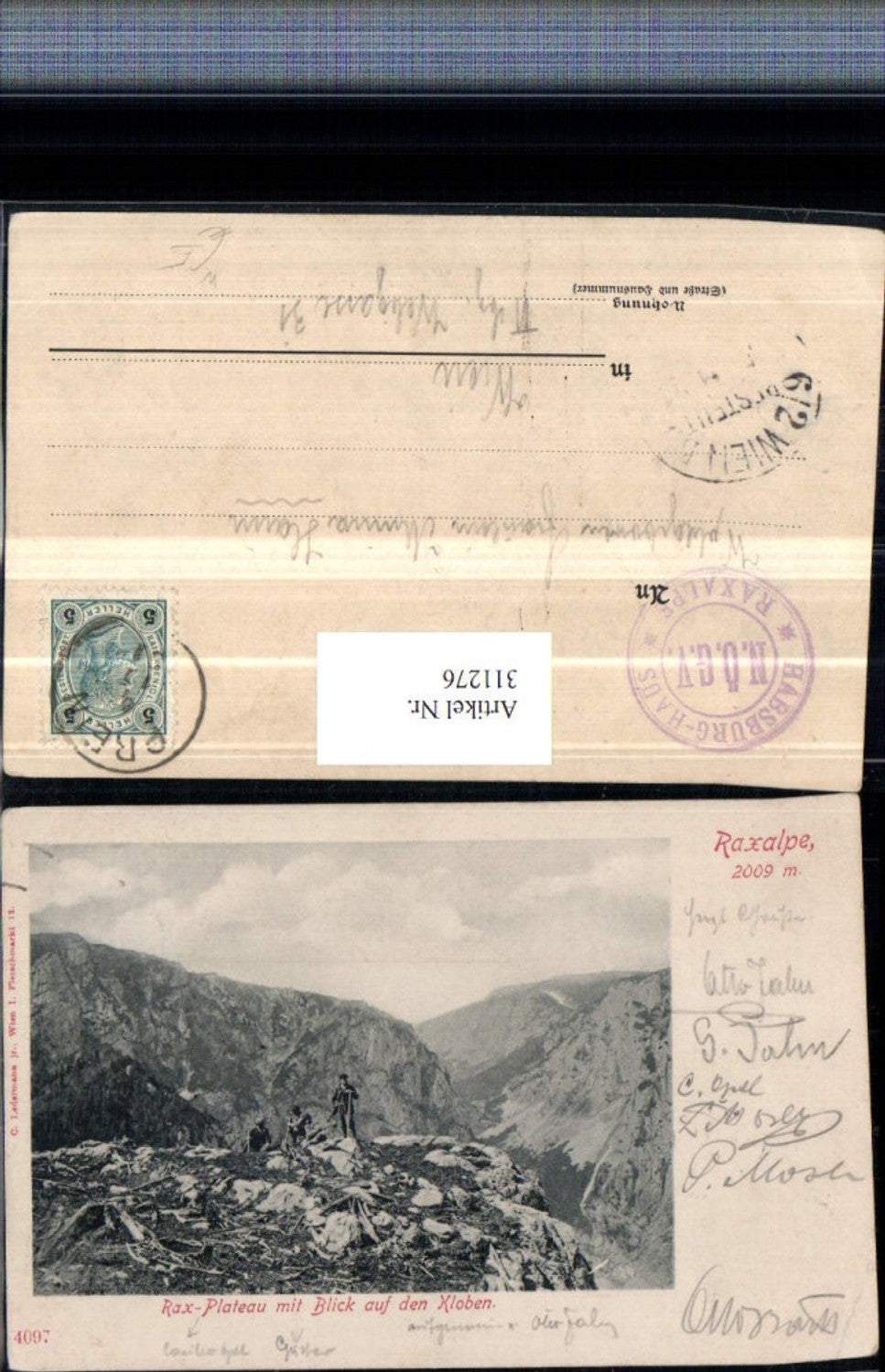 311276,Raxalpe Rax-Plateau m. Blick auf den Kloben b. Reichenau Bergkulisse