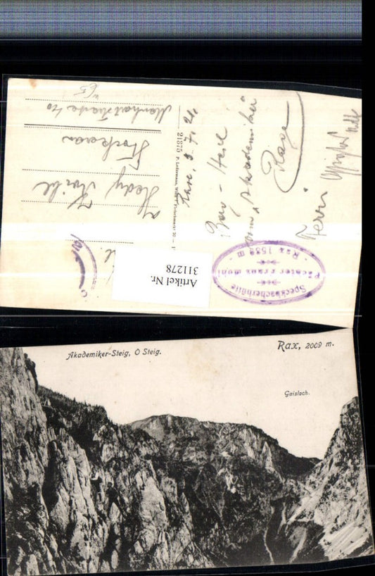 311278,Rax Akademiker-Steig b. Schwarzau m. Gaisloch Bergkulisse pub P. Ledermann 21375