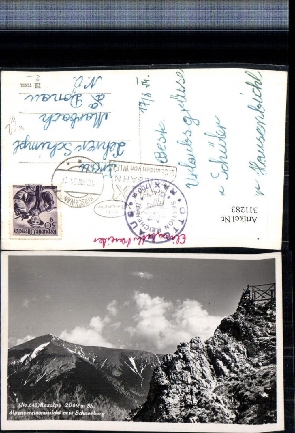 311283,Raxalpe Alpenvereinsaussicht b. Reichenau m. Schneeberg Bergkulisse