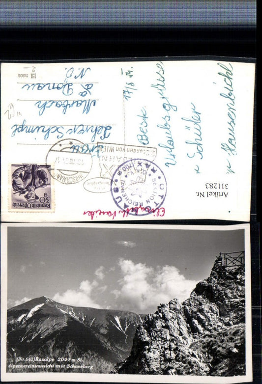 311283,Raxalpe Alpenvereinsaussicht b. Reichenau m. Schneeberg Bergkulisse