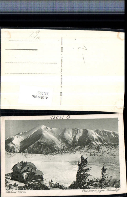 311295,Rax Ottohaus Berghütte geg. Schneeberg Bergkulisse Winterbild