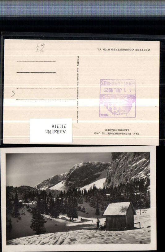 311316,Rax Dirnbacherhütte Berghütte b. Hirschwang m. Lechnermäuer Bergkulisse Winterbild