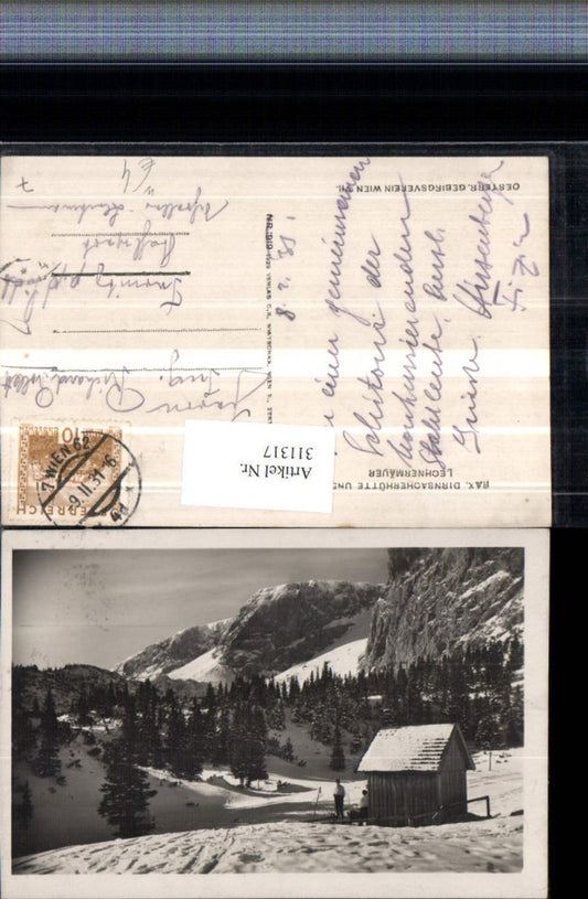 311317,Rax Dirnbacherhütte Berghütte b. Hirschwang m. Lechnermäuer Bergkulisse Winterbild