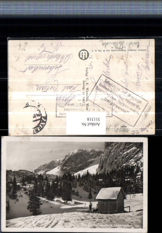 311318,Rax Dirnbacherhütte Berghütte b. Hirschwang m. Lechnermäuer Bergkulisse Winterbild