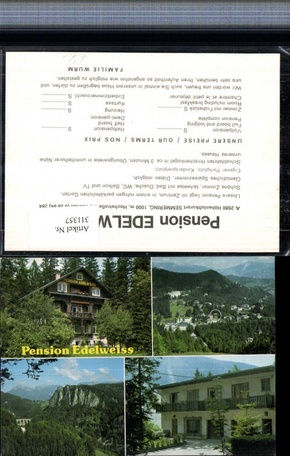 311357,Semmering Totale Pension Edelweiß Viadukt Bergkulisse Mehrbildkarte