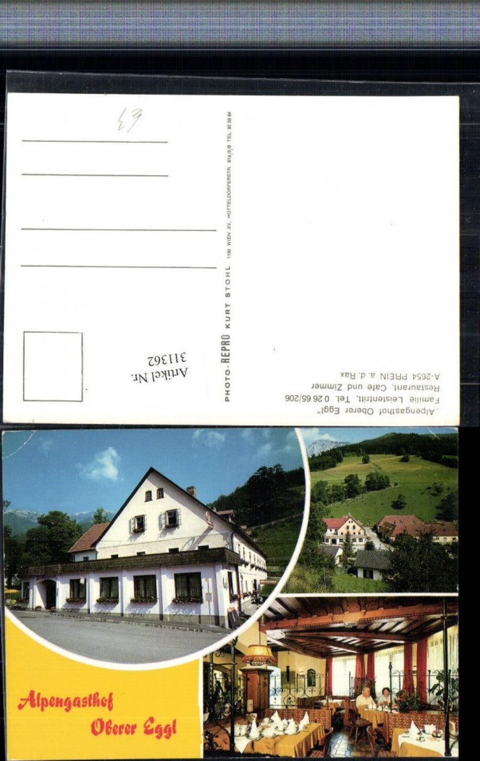 311362,Prein an d. Rax Alpengasthof Oberer Eggl Innenansicht Mehrbildkarte