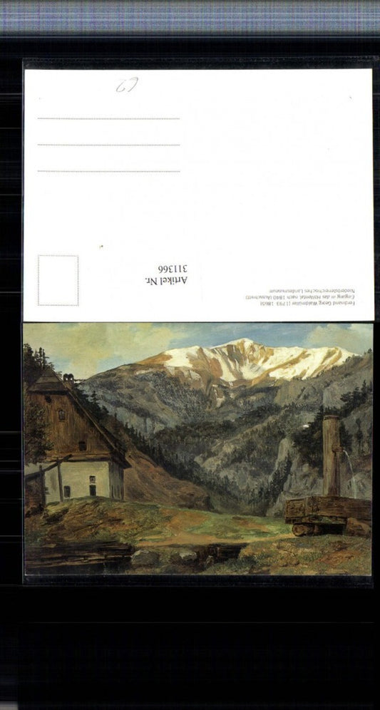311366,Künstler AK Ferdinand Georg Waldmüller Eingang Höllental b. Schwarzau Brunnen Bergkulisse
