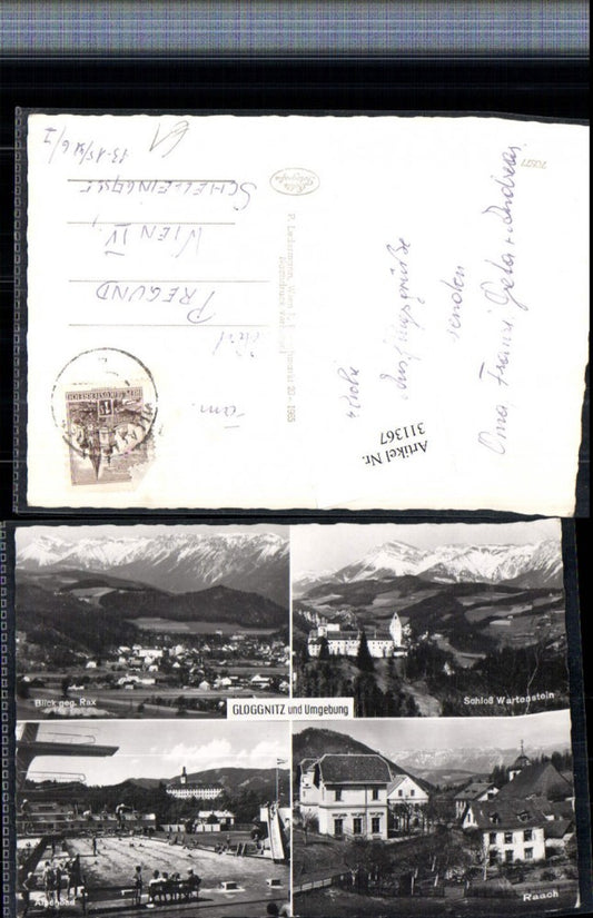 311367,Gloggnitz Raach Totale Schoss Wartenstein Alpenbad Sprungturm Mehrbildkarte