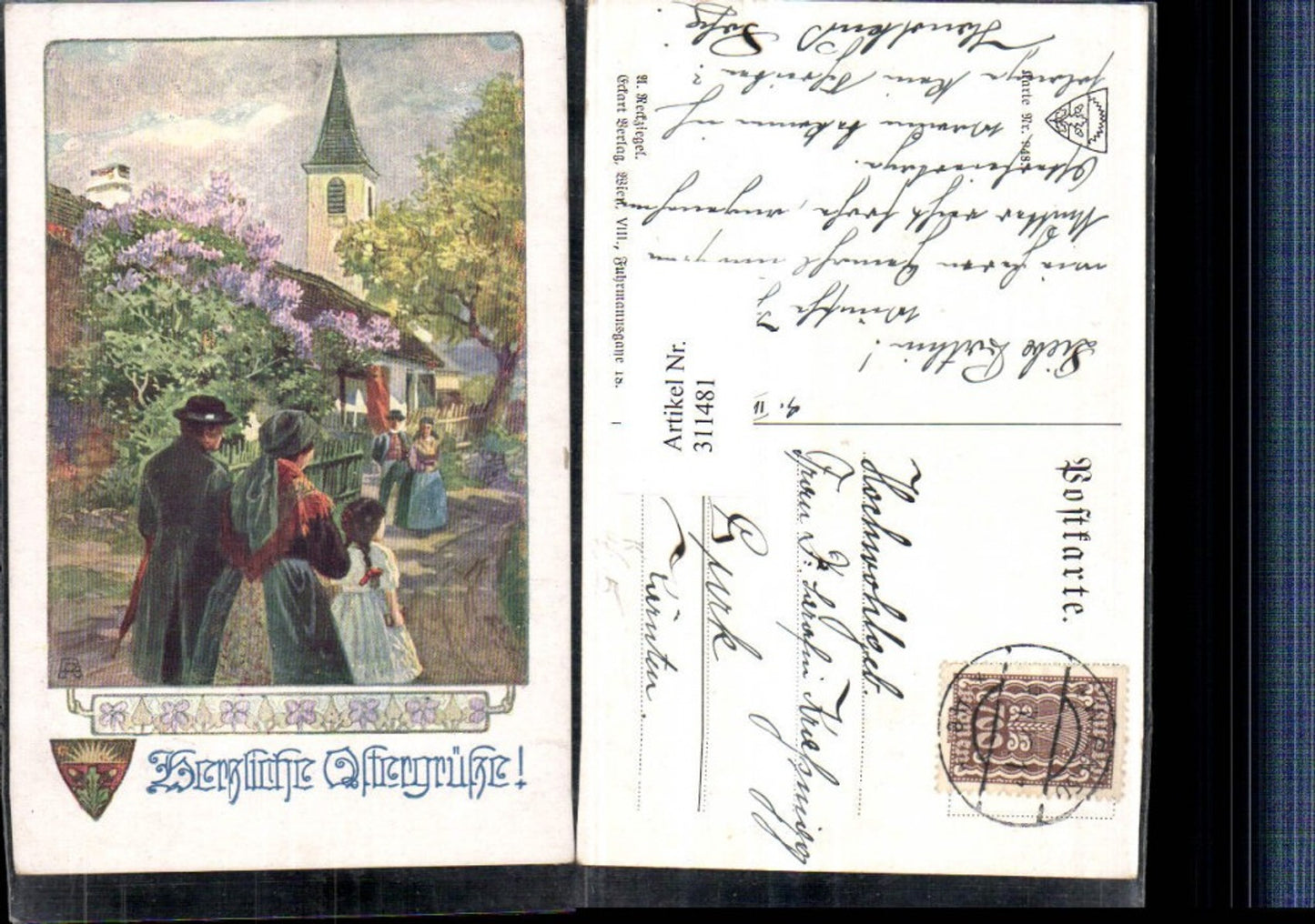 311481, German School Association 948 Artist A. Reckziegel Easter Family Church Tower